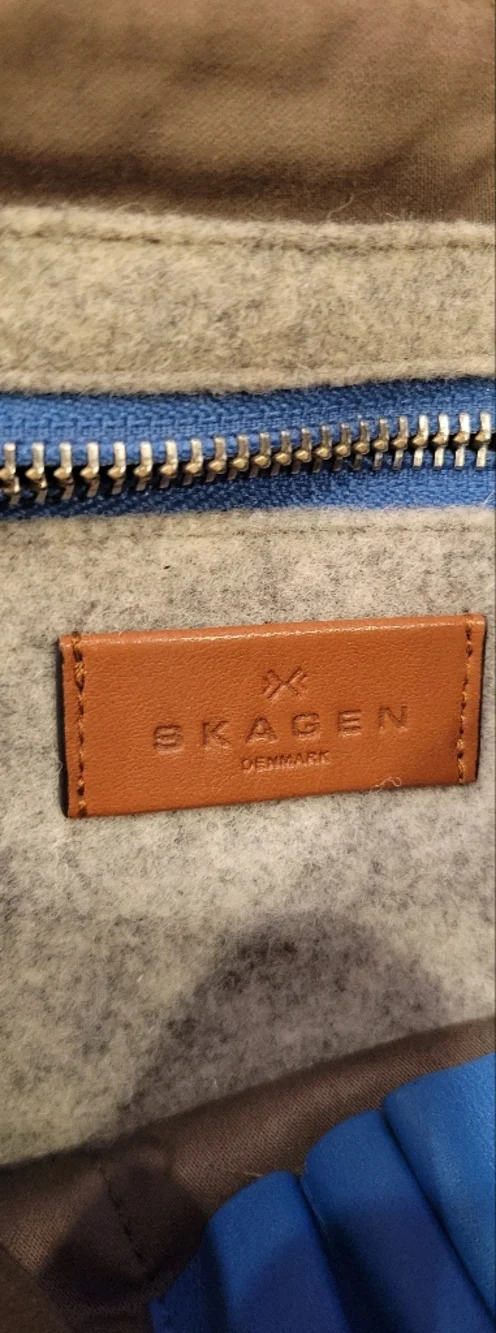 Skagen Brown Leather Messenger Bag with Black Strap